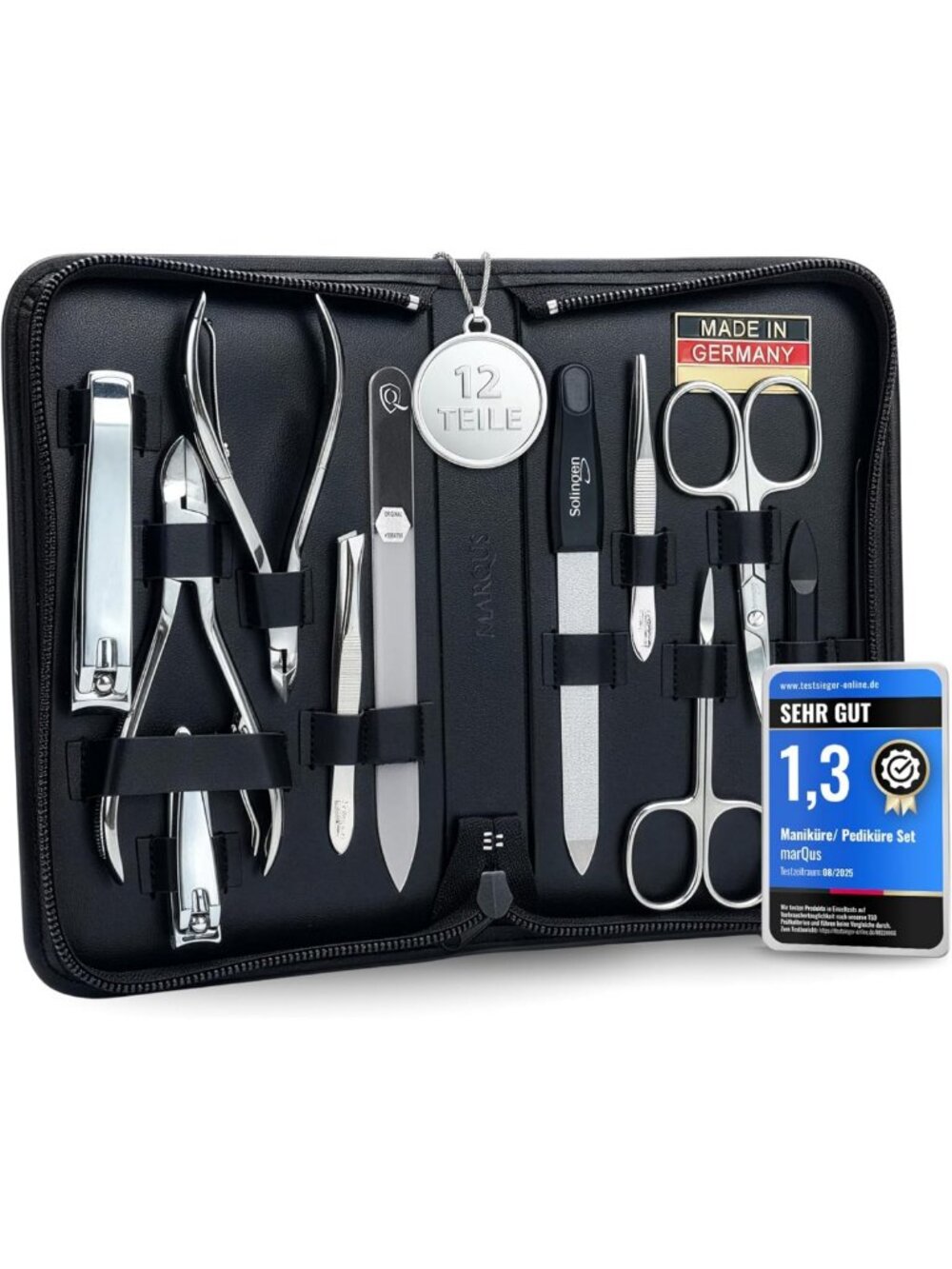 12-Piece Professional Manicure Set for Men & Women - Grooming Kit with Leather